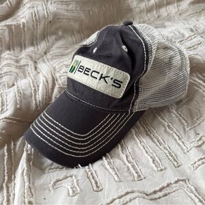 Becks Gray Mesh Strapback Hat Cap Adult One Size Adjustable Trucker Farmer
